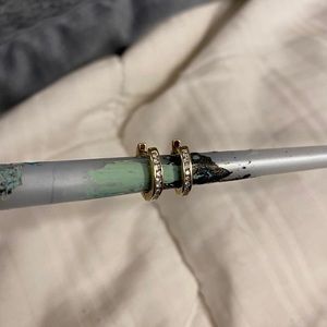 14k Yellow Gold Diamond Huggie Earrings